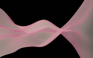 Soyut dalga. Eşarp. Siyah arka plan üzerinde parlak şerit. Soyut duman. Raster hava arka planı. 3d illüstrasyon