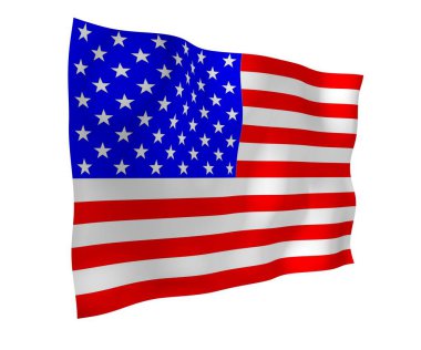 Amerika Birleşik Devletleri bayrağı sallıyor. Yıldızlar ve Çizgiler. ABD 'nin devlet sembolü. 3B illüstrasyon
