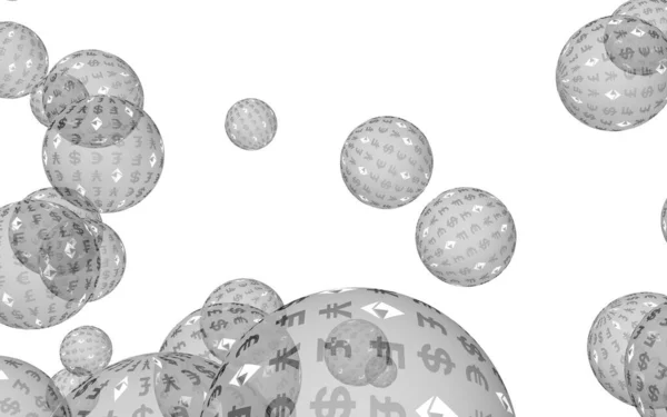 イーリウム経済金融バブル 暗号通貨3Dイラスト ビジネスコンセプト 白い背景に灰色の泡 — ストック写真