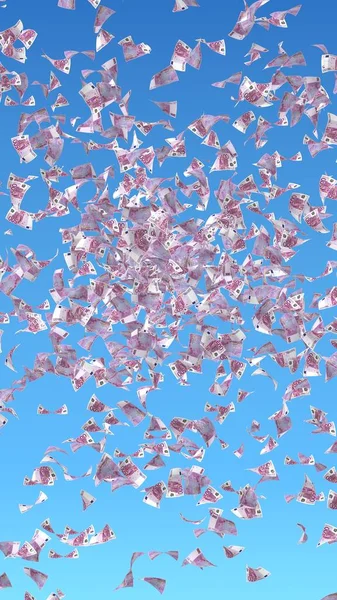 Billets Euros Volants Sur Fond Ciel Argent Vole Dans Les — Photo