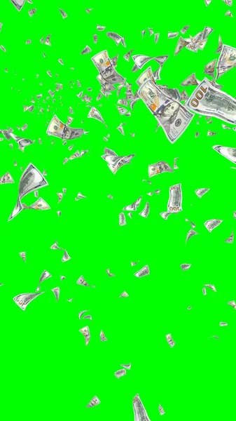 Flying Dollars Banknotes Isolated Chromakey Money Flying Air 100 Banknotes — Stock Photo, Image