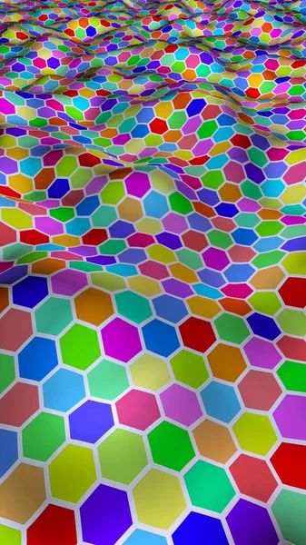 Honeycomb Multi Colored Perspective View Polygon Look Honeycomb Wavy Surface — Stock Photo, Image