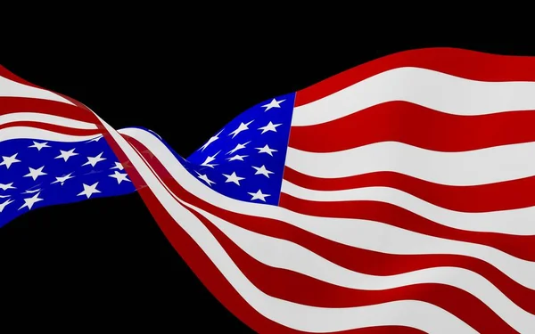 Amerikai Egyesült Államok Zászlaját Lobogtatva Sötét Háttérrel Csillagok Csíkok Usa — Stock Fotó