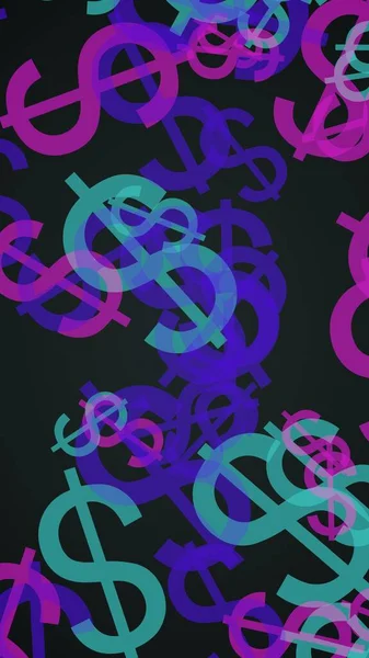 Multicolored Translucent Dollar Signs Dark Background Red Tones Illustration — Stock Photo, Image