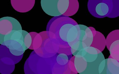 Koyu bir arka plan üzerinde çok renkli yarı saydam daireler. Pembe tonları. 3d illüstrasyon