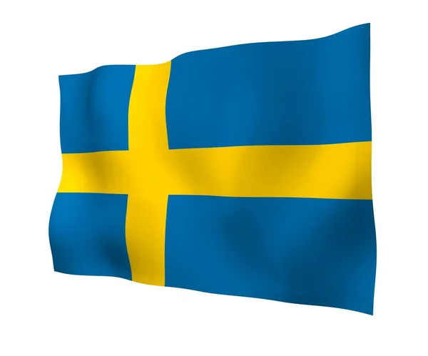 Drapeau Suède Symbole Officiel Royaume Suède Champ Bleu Avec Une — Photo