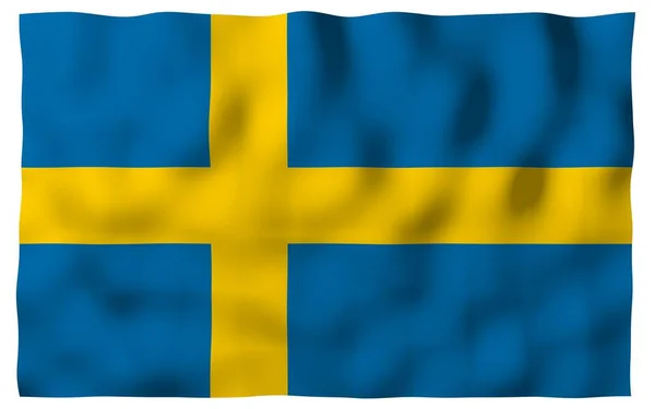 Флаг Швеции Официальный Государственный Символ Королевства Швеция Голубое Поле Жёлтым — стоковое фото