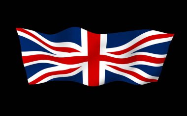 Büyük Britanya bayrağını sallıyor. İngiliz bayrağı. Büyük Britanya ve Kuzey İrlanda Birleşik Krallığı. Birleşik Krallık 'ın sembolü. 3B illüstrasyon