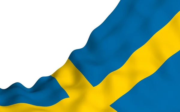 Bandiera Sweden Simbolo Ufficiale Del Regno Svezia Campo Blu Con — Foto Stock