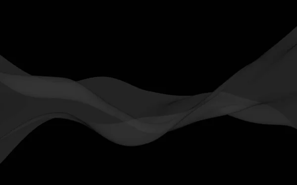 黒の抽象的な背景 黒いスカーフをなびかせます 風の黒い布に手を振る 3Dイラスト — ストック写真