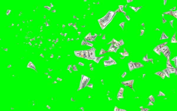 Flying Dollars Banknotes Isolated Chromakey Money Flying Air 100 Banknotes — Stock Photo, Image