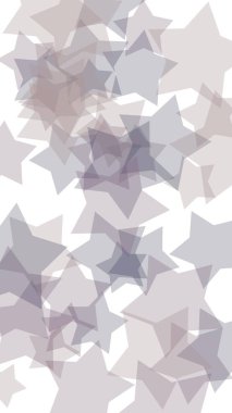 Beyaz arka planda gri yarı saydam yıldızlar. Dikey görüntü yönlendirmesi. 3d illüstrasyon