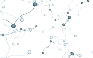 Sinir ağı. Sosyal ağ. Fütüristik DNA, deoksiribonükleik asit. Soyut molekül, hücre illüstrasyonu, miselyum. Açık arka plan. 3d illüstrasyon