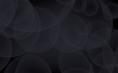 Soyut siyah arkaplan. Koyu şeffaf baloncuklu arkaplan. 3B illüstrasyon