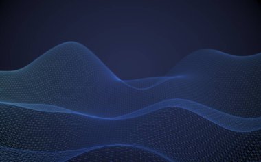 Mavi arka planda soyut manzara. Siber uzay şebekesi. merhaba teknoloji ağı. 3d teknoloji illüstrasyon. Alan derinliği. 3d illüstrasyon