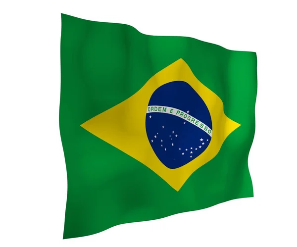 Wapperende Vlag Van Brazilië Ordem Progresso Orde Vooruitgang Rio Janeiro — Stockfoto