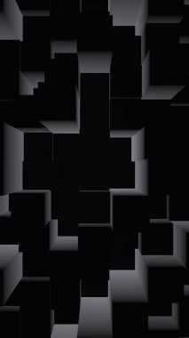 Soyut koyu zarif küp geometrik arka plan. Kaotik olarak gelişmiş dikdörtgen çubuklar. 3d Rendering, 3d illüstrasyon