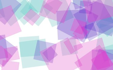 Beyaz arka plan üzerinde çok renkli yarı saydam kareler. Kırmızı tonları. 3d illüstrasyon