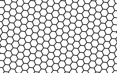 Beyaz arka planda siyah bal peteği. Çokgenin perspektif görüntüsü bal peteğine benziyor. İzometrik geometri. 3B illüstrasyon