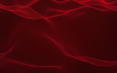 Kırmızı arka planda soyut manzara. Siber uzay şebekesi. merhaba teknoloji ağı. 3d illüstrasyon