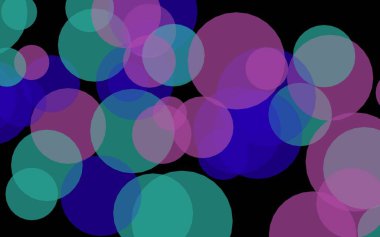 Koyu bir arka plan üzerinde çok renkli yarı saydam daireler. Pembe tonları. 3d illüstrasyon