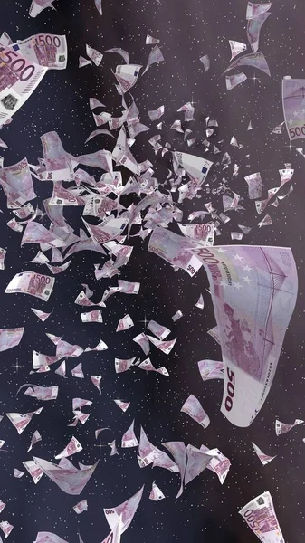 Billetes Euros Voladores Sobre Fondo Estrellado Del Espacio Exterior Dinero —  Fotos de Stock