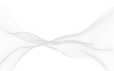 Beyaz soyut arka plan. Dalgalanan beyaz eşarp. Rüzgarın beyaz kumaşında sallanıyor. 3B illüstrasyon