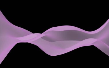 Soyut dalga. Eşarp. Siyah arka plan üzerinde parlak şerit. Soyut duman. Raster hava arka planı. 3d illüstrasyon