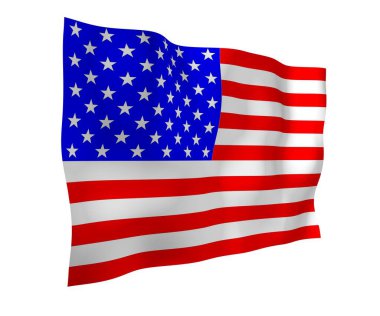 Amerika Birleşik Devletleri bayrağı sallıyor. Yıldızlar ve Çizgiler. ABD 'nin devlet sembolü. 3B illüstrasyon