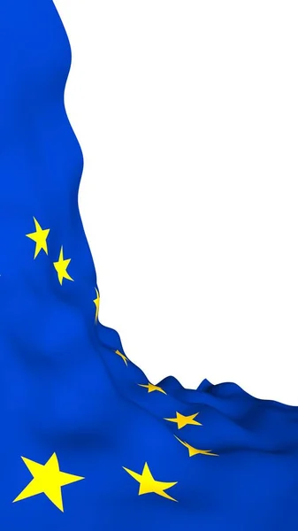 Злегка Розмахуючи Прапором Європейського Союзу Ізольованим Білому Тлі Рендеринг Символ — стокове фото
