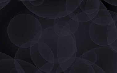 Soyut siyah arkaplan. Koyu şeffaf baloncuklu arkaplan. 3B illüstrasyon