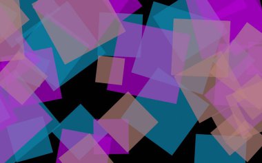 Koyu arka plan üzerinde çok renkli yarı saydam kareler. Pembe tonları. 3d illüstrasyon