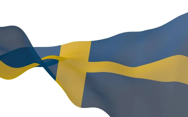 Sveriges Flagga Officiell Statssymbol För Konungariket Sverige Ett Blått Fält — Stockfoto