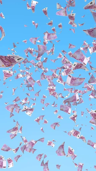 Vliegende Eurobankbiljetten Tegen Achtergrond Van Lucht Het Geld Vliegt Lucht — Stockfoto