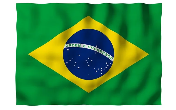 Wapperende Vlag Van Brazilië Ordem Progresso Orde Vooruitgang Rio Janeiro — Stockfoto