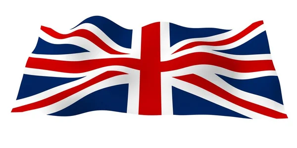 Büyük Britanya bayrağı sallayarak. İngiliz bayrağı. Birleşik Krallık of Büyük Britanya ve Kuzey İrlanda. İngiltere'de devlet sembolü. 3D çizim