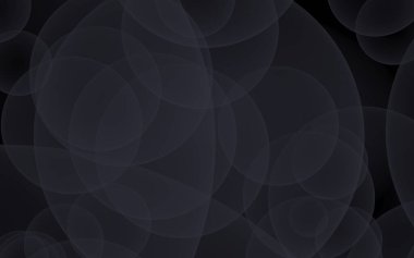 Soyut siyah arkaplan. Koyu şeffaf baloncuklu arkaplan. 3B illüstrasyon