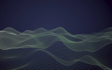 Soyut manzara arka plan. Siber uzay mor ızgarası. merhaba teknoloji ağı. 3d illüstrasyon