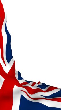 Büyük Britanya bayrağı sallayarak. İngiliz bayrağı. Birleşik Krallık of Büyük Britanya ve Kuzey İrlanda. İngiltere'de devlet sembolü. 3D çizim