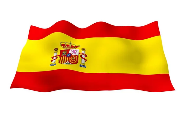 The flag of Spain. Official state symbol of the Kingdom of Spain. Concept: web, sports pages, language courses, travelling, design elements. 3d illustration