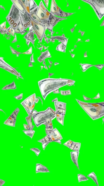 Billets Volants Dollars Isolés Sur Chromakey Argent Vole Dans Les — Photo