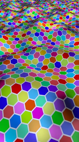 Honeycomb Multi Colored Perspective View Polygon Look Honeycomb Wavy Surface — Stock Photo, Image