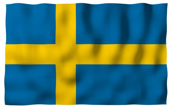 Flag Sweden Official State Symbol Kingdom Sweden Blue Field Yellow — Stock Photo, Image