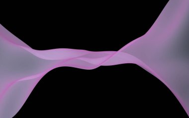 Soyut dalga. Eşarp. Siyah arka plan üzerinde parlak şerit. Soyut duman. Raster hava arka planı. 3d illüstrasyon