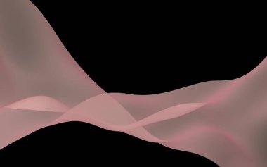 Soyut dalga. Eşarp. Siyah arka plan üzerinde parlak şerit. Soyut duman. Raster hava arka planı. 3d illüstrasyon