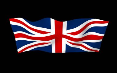 Büyük Britanya bayrağını sallıyor. İngiliz bayrağı. Büyük Britanya ve Kuzey İrlanda Birleşik Krallığı. Birleşik Krallık 'ın sembolü. 3B illüstrasyon