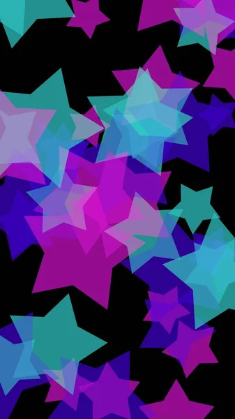 Multicolored Translucent Stars Dark Background Vertical Image Orientation Illustration — Stock Photo, Image