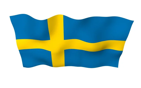 Bandiera Sweden Simbolo Ufficiale Del Regno Svezia Campo Blu Con — Foto Stock