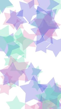 Beyaz arka plan üzerinde çok renkli yarı saydam yıldızlar. Pembe tonları. 3d illüstrasyon