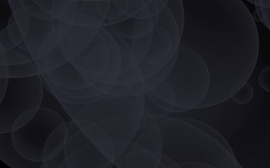 Soyut siyah arkaplan. Koyu şeffaf baloncuklu arkaplan. 3B illüstrasyon